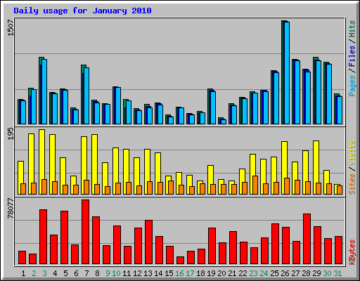 Daily usage for January 2010