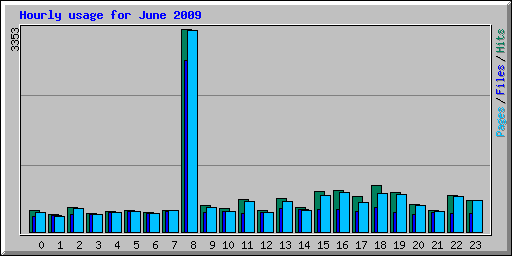 Hourly usage for June 2009