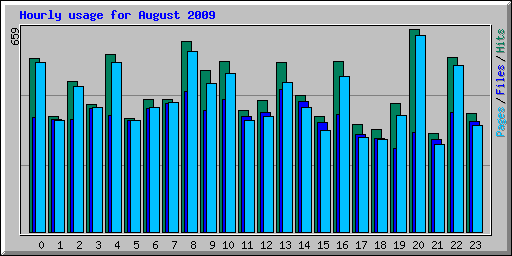 Hourly usage for August 2009